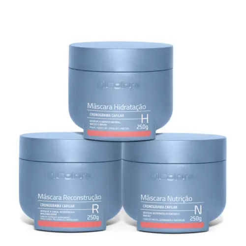 Kit Cronograma Capilar com 3 Máscaras - Nutrição, Hidratação e Reconstrução