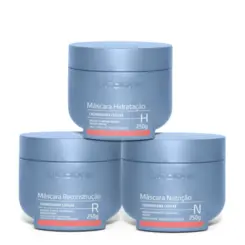 Kit Cronograma Capilar com 3 Máscaras - Nutrição, Hidratação e Reconstrução