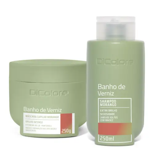 Banho de Verniz - Kit shampoo morango + mascara hidratação morango